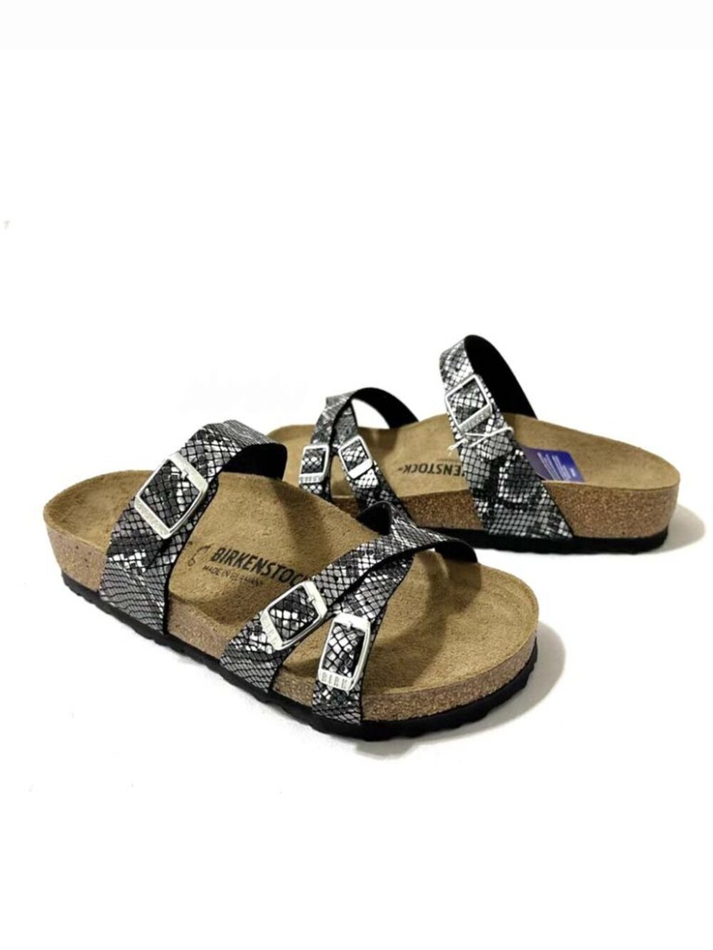 NWO Birkenstock Franca Women's Python Birko-Flor Sandals Black Regular Fit